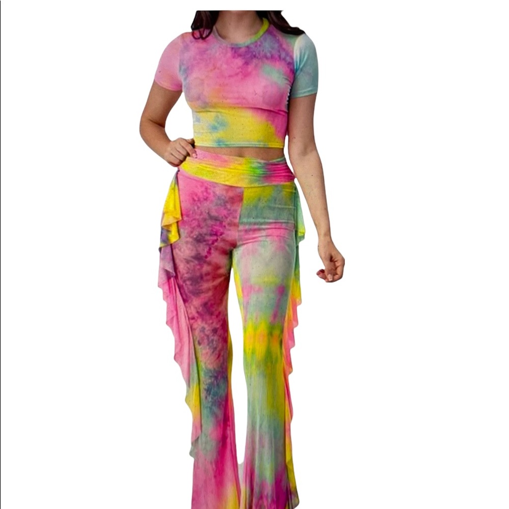 Pink Multicolor Pant Outfit - Picture 1 of 7